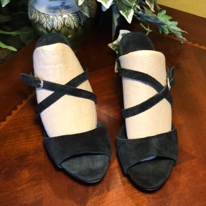 UGG Black Jullita Strappy Wedge Sandals